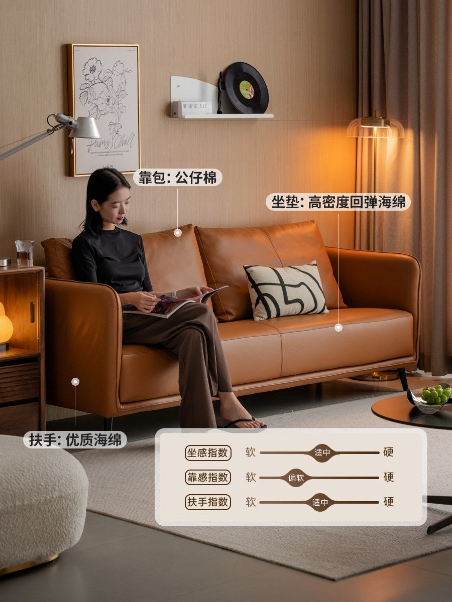 真皮沙发意式极简头层牛皮客厅小户型直排沙发